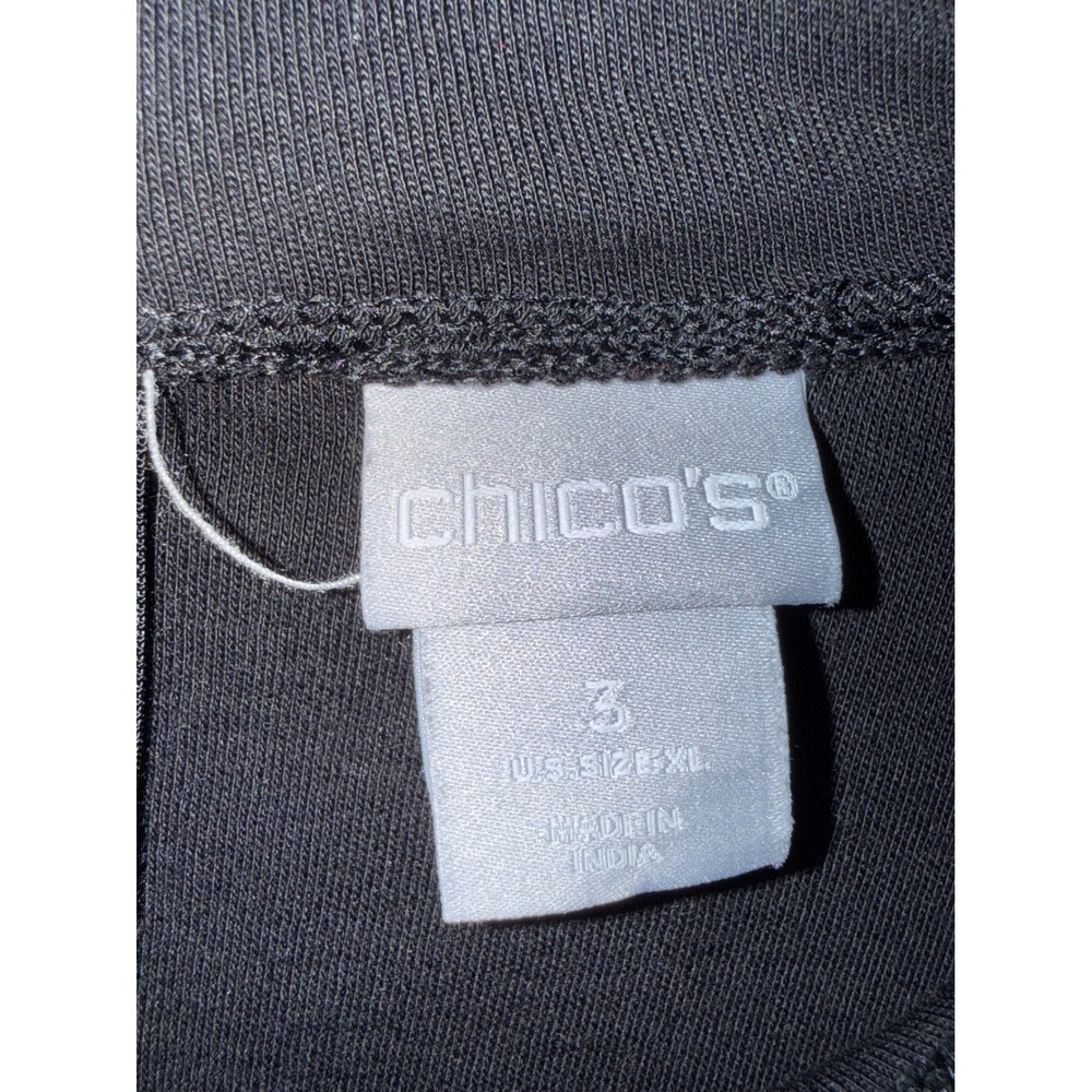 Chico's Mock Neck Top Women 3 XL Black Excellent Pima Cotton Long Sleeve Tunic - Picture 3 of 7